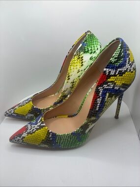 STEVE MADDEN WOMENS VAL/VAL STILETTOS COLORFUL
ANIMAL PATTERN/ POINTED TOE 10M